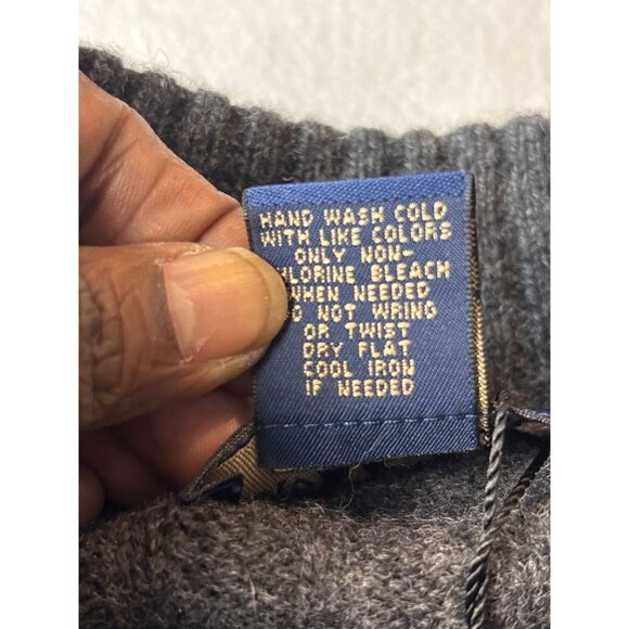 Davis & Squire L 100% Lambswool Mens Gray Cable Knit Pullover Sweater - Picture 5 of 14